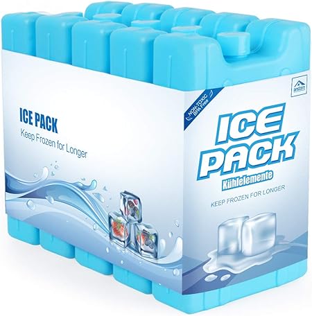 Anstore Freezer Blocks, 6 Pack Reusable Ice Cooler Blocks Ice Pack for Cool Bag Cool Box Ice Box