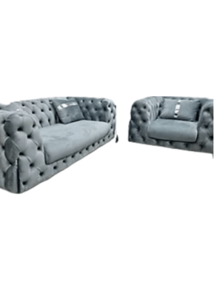 Grey Fabric Chesterfield 3 Seater
