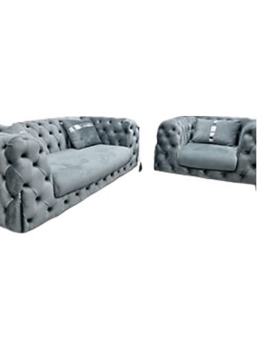 Grey Fabric Chesterfield 3 Seater