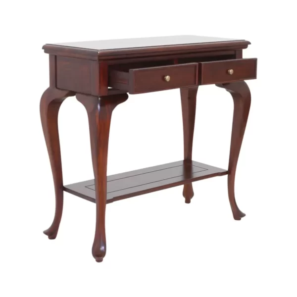 Solid Mahogany Wood Cabriole leg Hall Table With 2 Drawers Antique Style